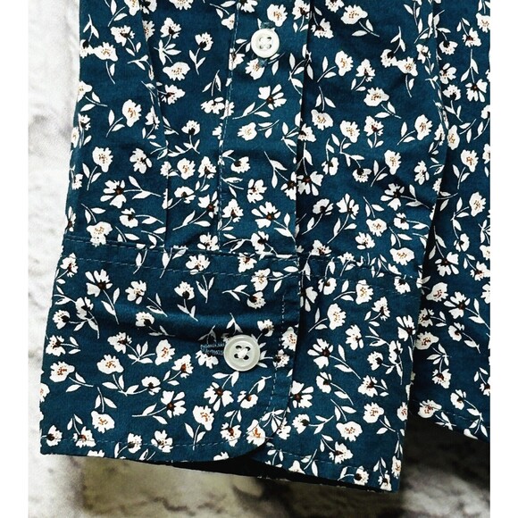 J. Crew Mens Slim Untucked Shirt Blue Button Up Floral Flex Wash Untucked Large - Picture 4 of 10